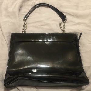 Calvin Klein black patent leather purse with chain link straps. LIKE NEW!